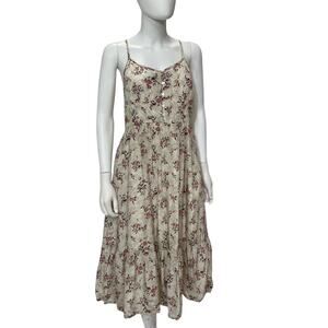 Reistor Strappy Pink Floral Sunset Scenes Midi Dress Size S NWT